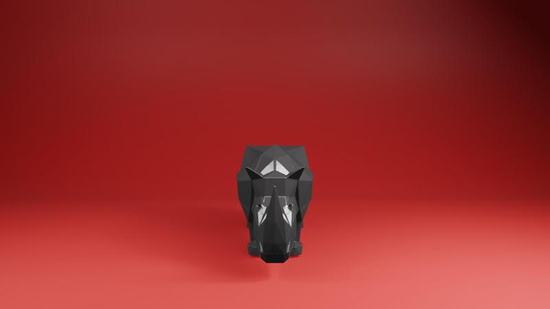 Low Poly Rhino - Polygonal 3D Printable Animal Model