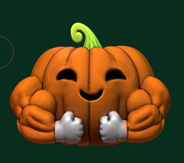 muscular pumpkin with EYES CLOSED.4.