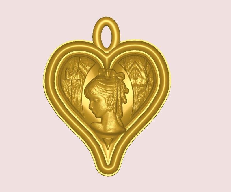 neck necklace pendant earring keychain "Heart" heap-01 3d-print and cnc