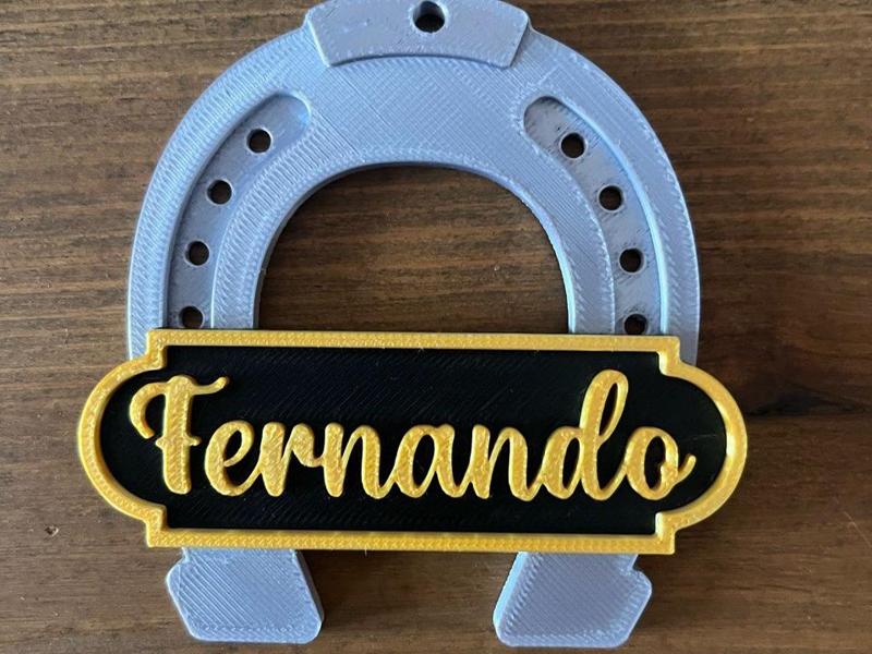 Horseshoe with nameplate