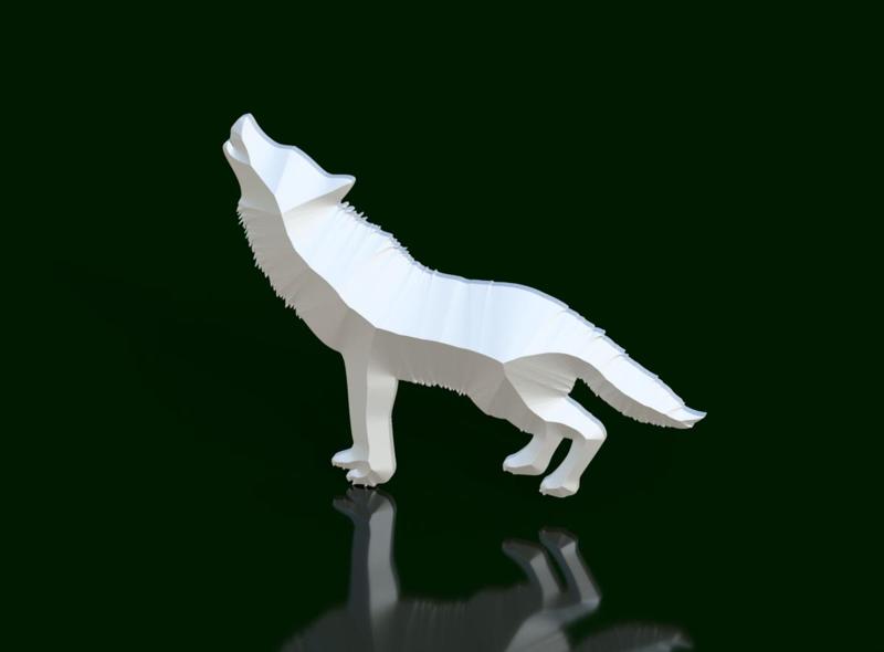 Howling Wolf - Low Poly