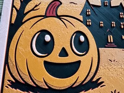 Halloween HueForge Pumpkin and Mansion Frame