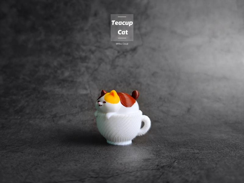 Teacup Cat Monochrome printing only needs to select any color