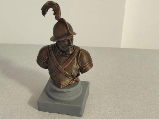 Ancient Spanish soldier on bust.