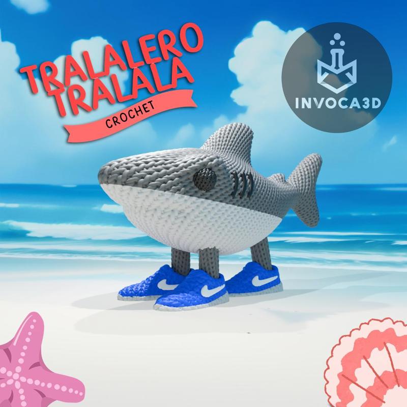 Knitted Tralalero Tralala - Italian Brainrot - Crochet - wool