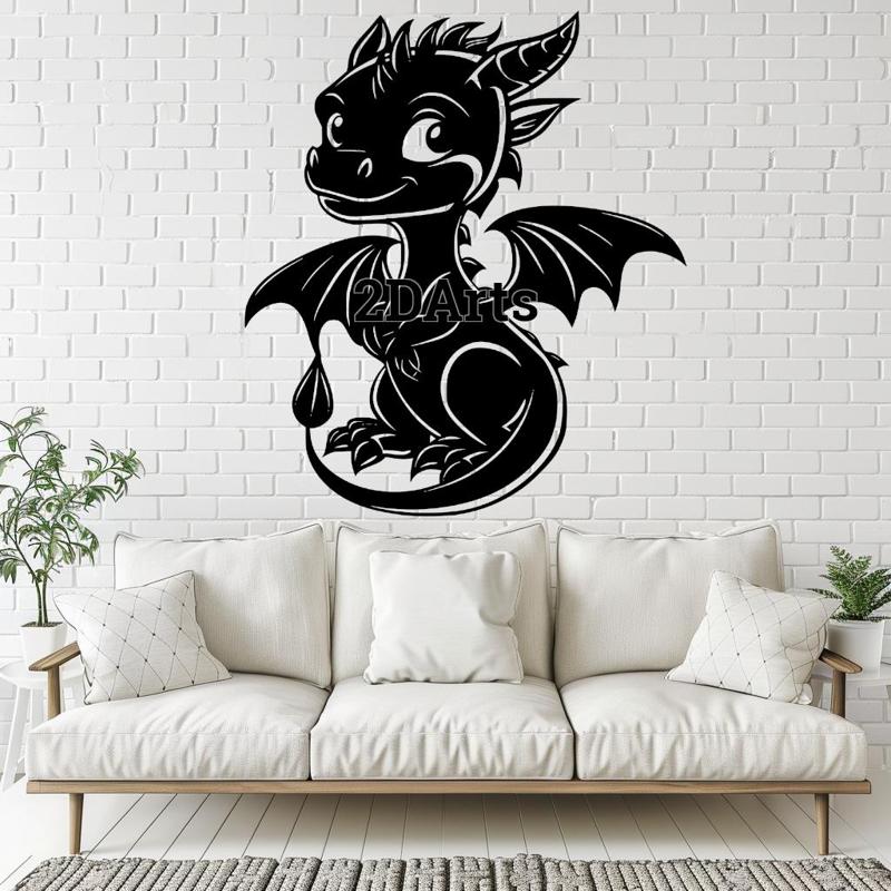 Cute Baby Dragon 2D Wall Art/Window Art - Digital STL & SVG File