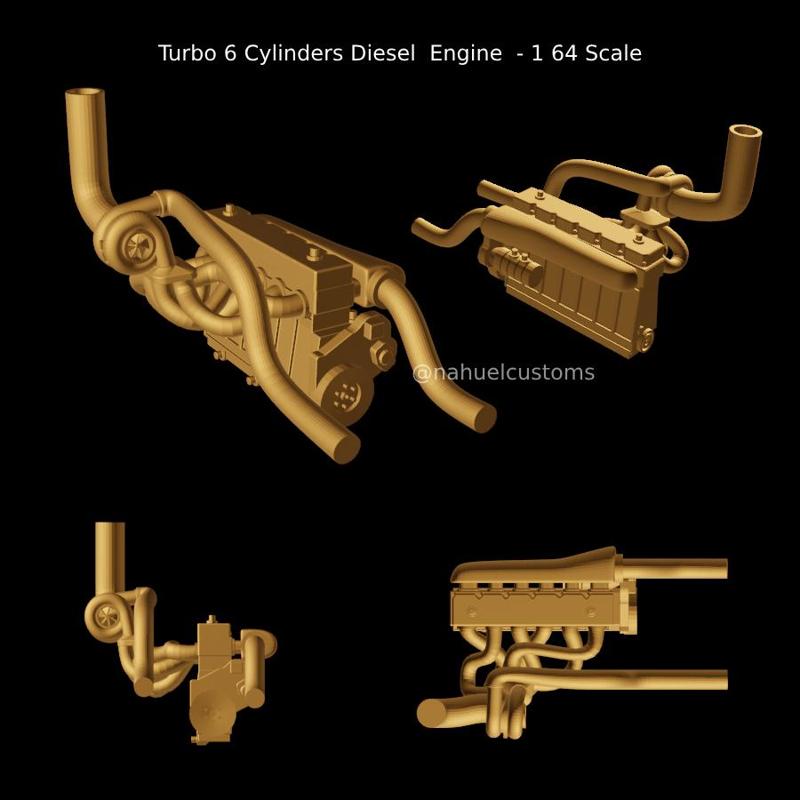 Turbo 6 Cylinders Diesel Engine - 1 64 Scale