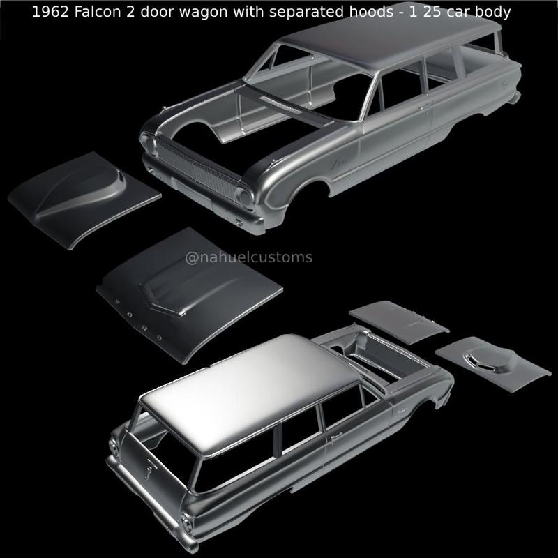 1962 Falcon 2 door wagon with separated hoods - 1 25 car body