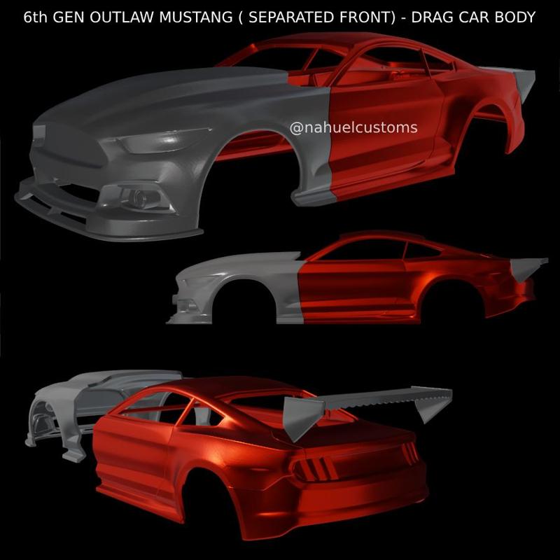 6th GEN OUTLAW MUSTANG ( SEPARATED FRONT) - DRAG CAR BODY