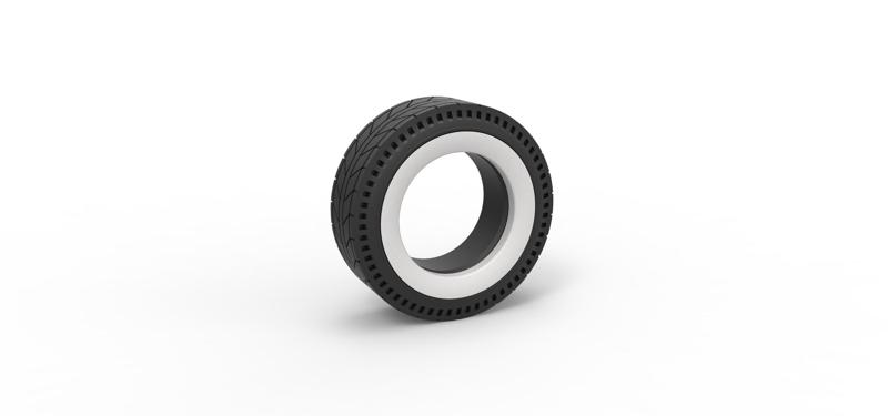 Diecast Whitewall rear tire of vintage dragster Version 6 Scale 1:25