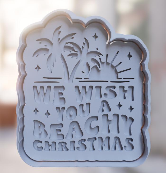 "Beachy Christmas" Cookie Cutter and Stamp - Coastal Cheer in Every Cookie!