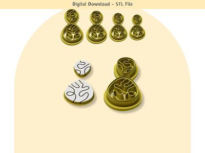 Abstract Dangle 03 Clay Cutter for Polymer Clay | Digital STL File | Clay Tools | 4 Sizes