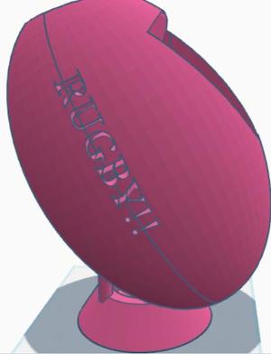 A rugby ball on tee