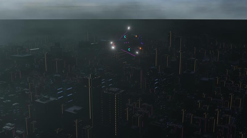 Cyberpunk City and Aircraft