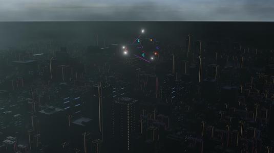 Cyberpunk City and Aircraft