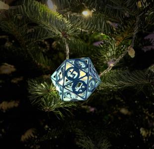 Festive hollow d20 holiday ornament & dice