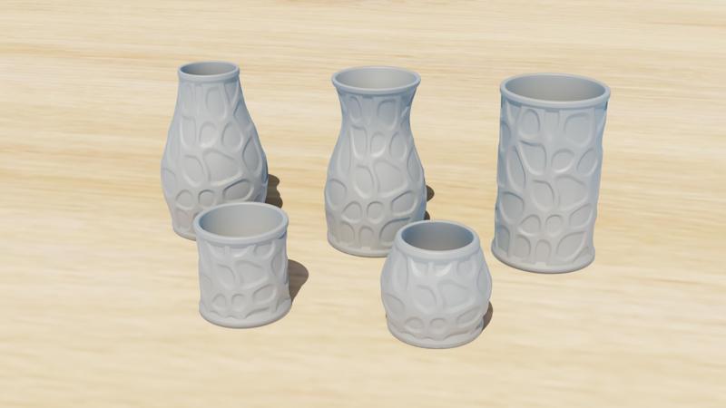 SET of Voronoi Noble Vases, Pots