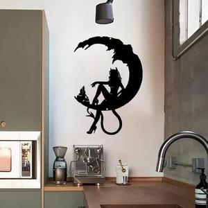 Moon Witch Cat Silhouette Wall Art