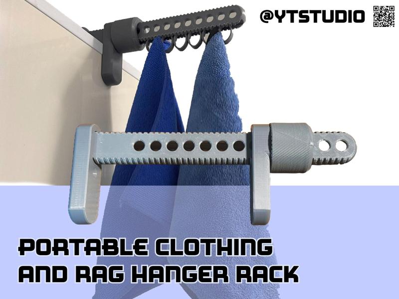 Portable clothing and rag hanger rack