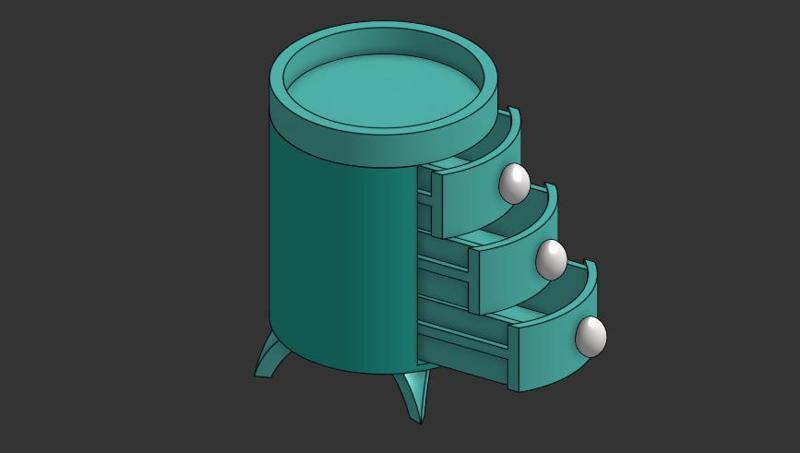 Mini round 3 drawer dresser 