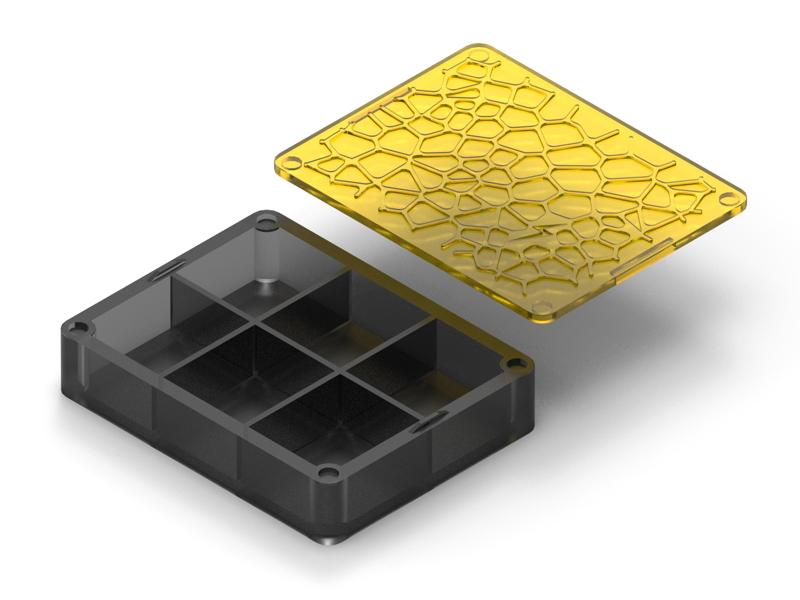 Magnetic box organizer with voronoi