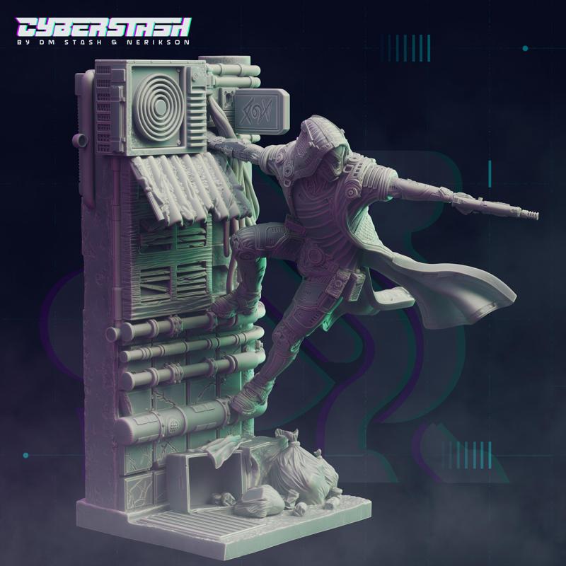 Cyberpunk Ghost Assassin - The Silver Jackal (Diorama Pose)