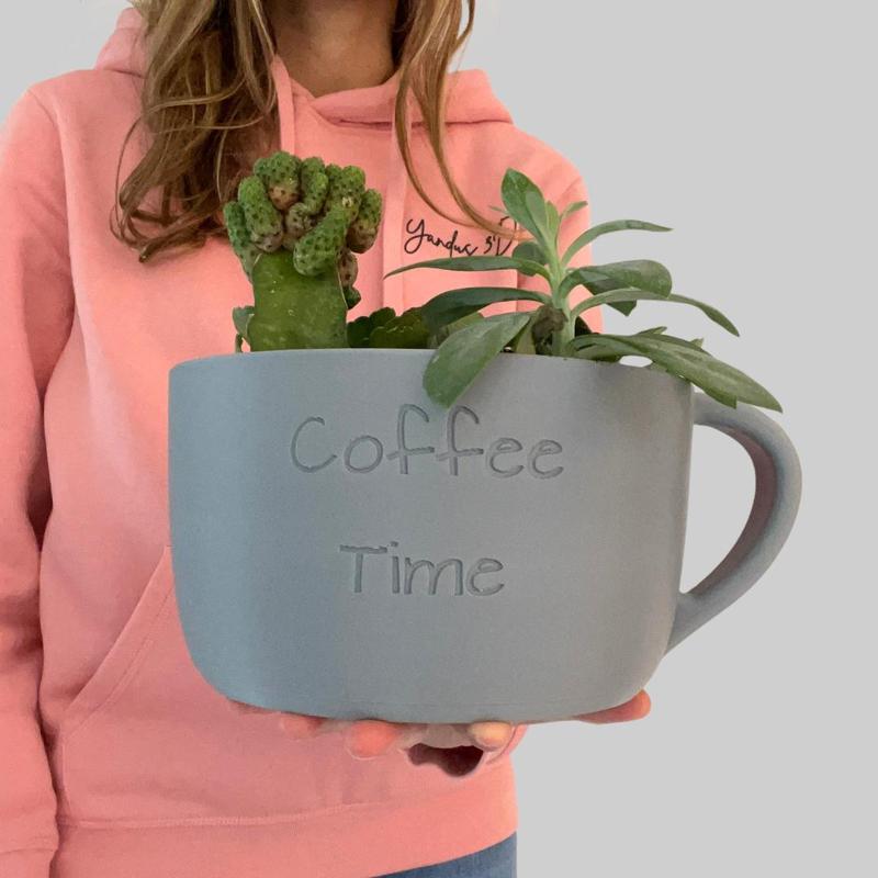 Tassio - Blumentopf personalisiert für Pflanzen-und Kaffeeliebhaber - Perfekt für Sukkulenten