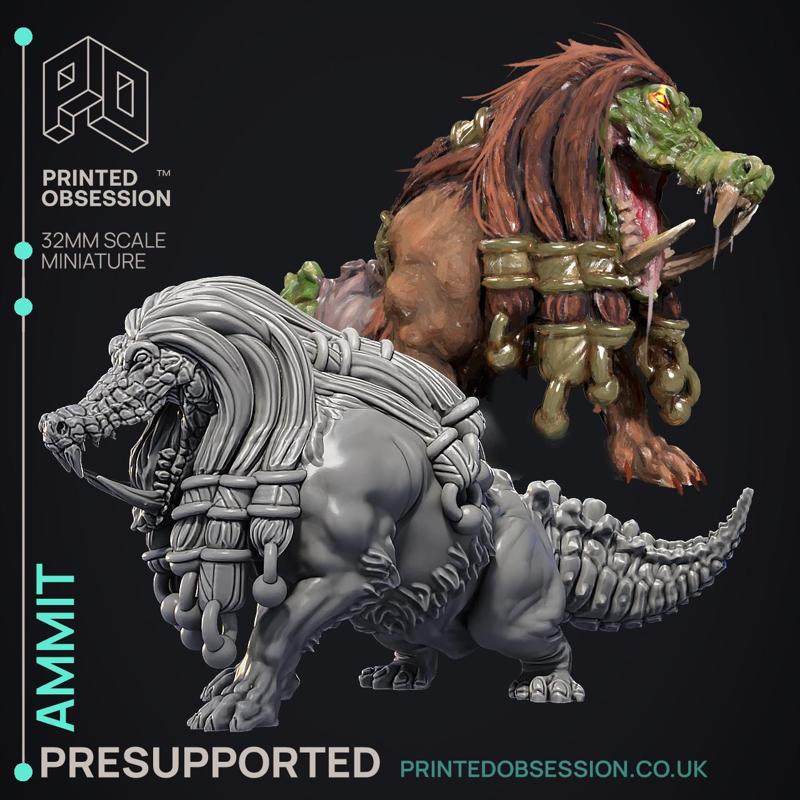 Ammit - Court of Anubis -  PRESUPPORTED - Illustrated and Stats - 32mm scale