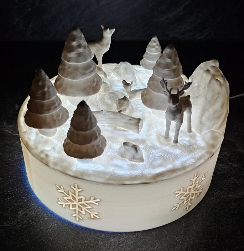 Reindeer family in the forest