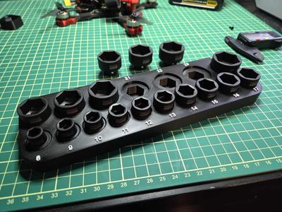 Olsa Tools / Astro Pneumatic Nano Stubby Impact 17pc 8-24mm 3/8 dr Socket Holder