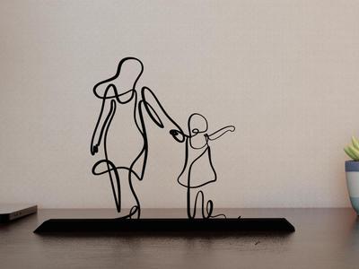 Mom and girl holding hands