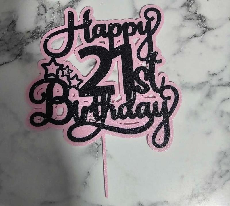 Happy 21st Birthday Black and Pink 