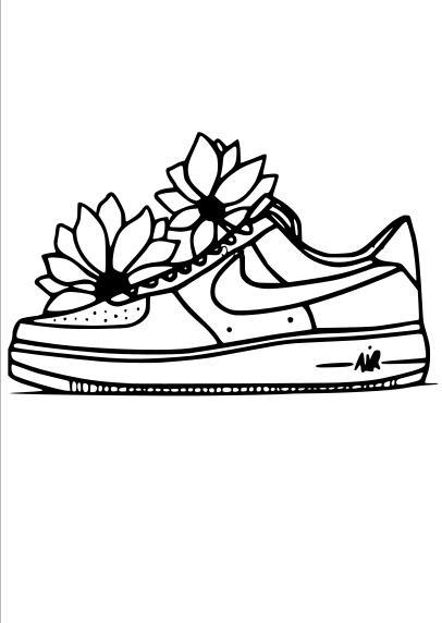 NIKE AIR FORCE ONE shoe with flower | WALL DECORATION, FRAME