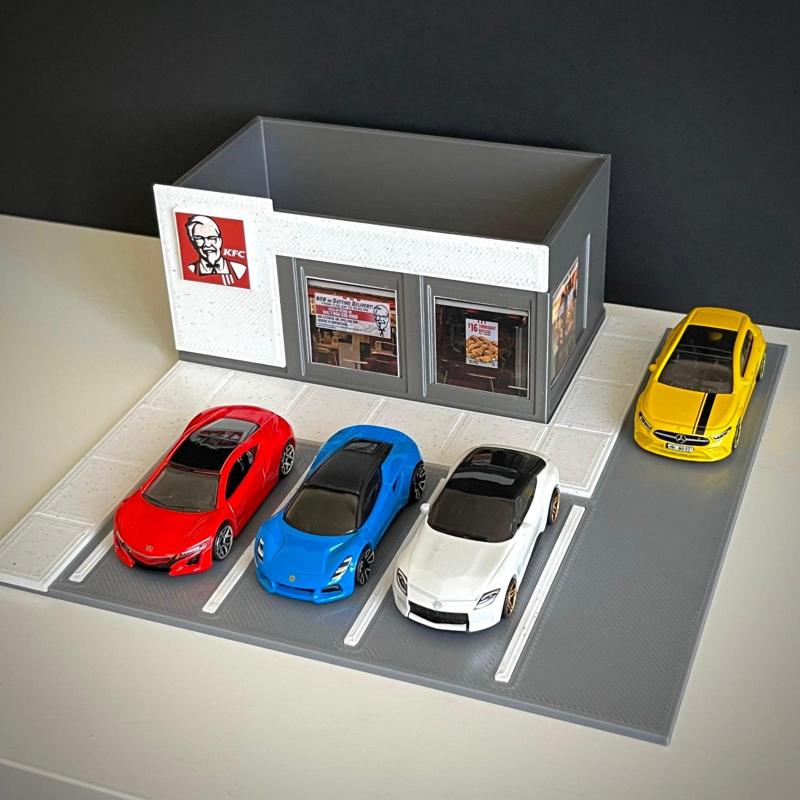 1/64 Scale KFC Diorama for Hot Wheels Diecast (Easy Print)