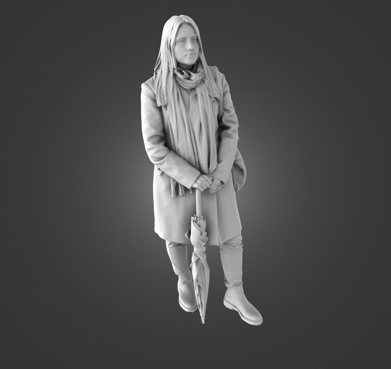 Female passenger with umbrella