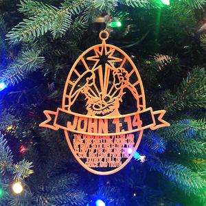 Christmas Ornament John 1:14 Oval Design