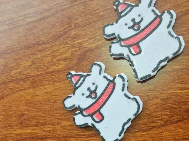 Santa Hat Wire Dog Fridge Magnet_Happy 20*1mm Round Magnet