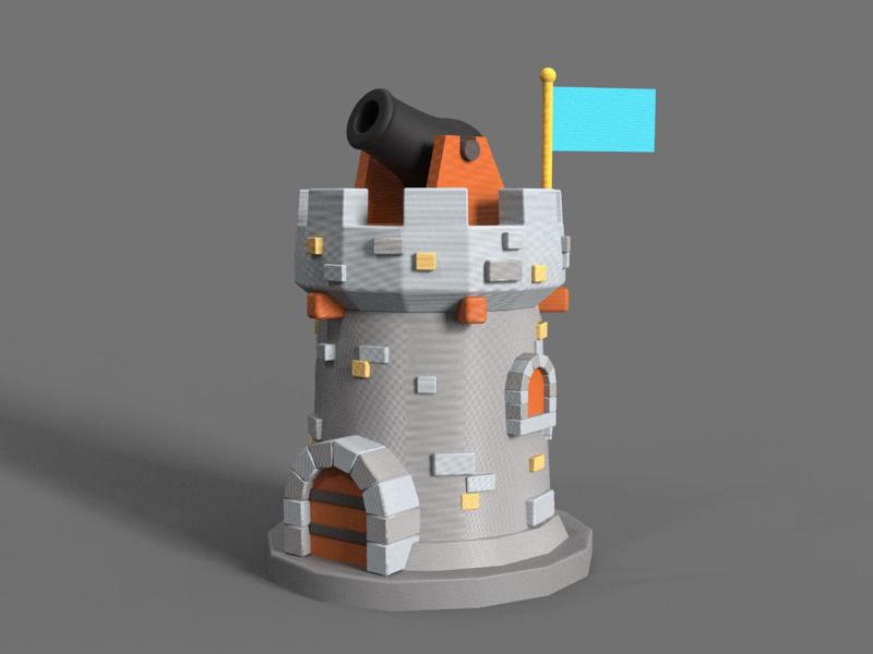 Tower defense cannon castle塔防城堡模型