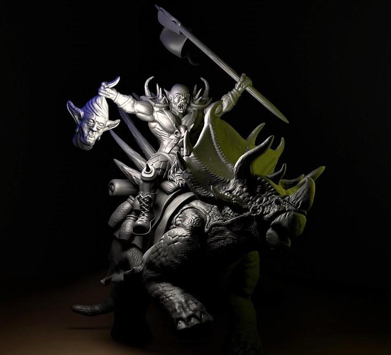 Orc Rider on Triceratops (Sort of)