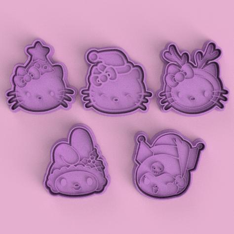 KITTY CUTTERS + STAMPS - KUROMI - MY MELODY FELIZ NAVIDAD / MERRY CHRISTMAS CUTTERS + STAMPS