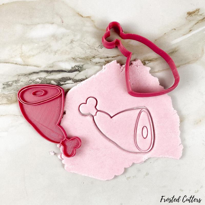 Leg meat cut cookie cutter with stamp