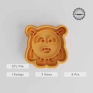 Round Antenna Monster Cutter & Stamp Set, Cookie & Fondant Molds, S/M/L Sizes, Cartoon Character Design