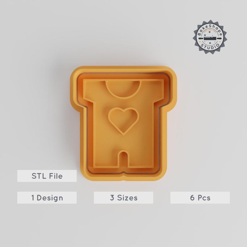 Pajamas Shape Cutter & Stamp Set, Cookie & Fondant, S/M/L, Baby Shower Theme, 6-Piece Collection