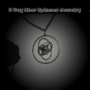 Triple spin star pendant. Fidget spinner jewellery.