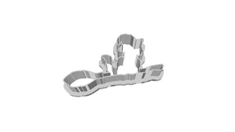 cookie cutter A cat in a witch hat flies on a broomstick. Black silhouette. Design element. Vector illustration isolated on white background. Template for books, stickers, posters, cards, clothes. stock illustration