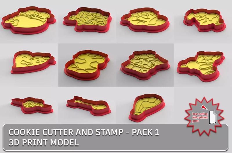 Cookie cutter and stamp - pack 1 3D Model Collection