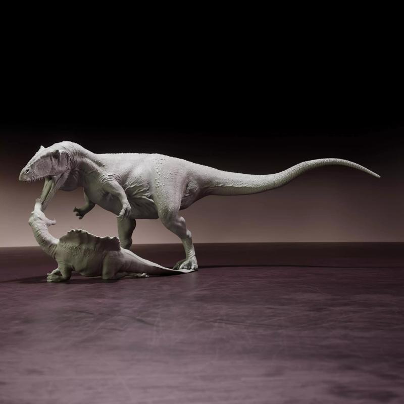 Carcharadontosaurus attack Spinosaurus - pre-supported dinosaur