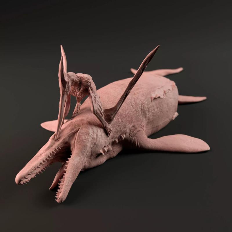 Tylosaurus dead 1-35 scale pre-supported marine reptile