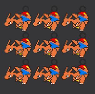 Pixel art Charizard keychain