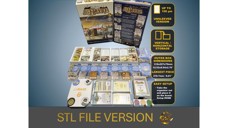 Le Havre Board Game Organizer | Insert | Premium Storage Solution - UNSLEEVED Version - STL file for 3D Printing